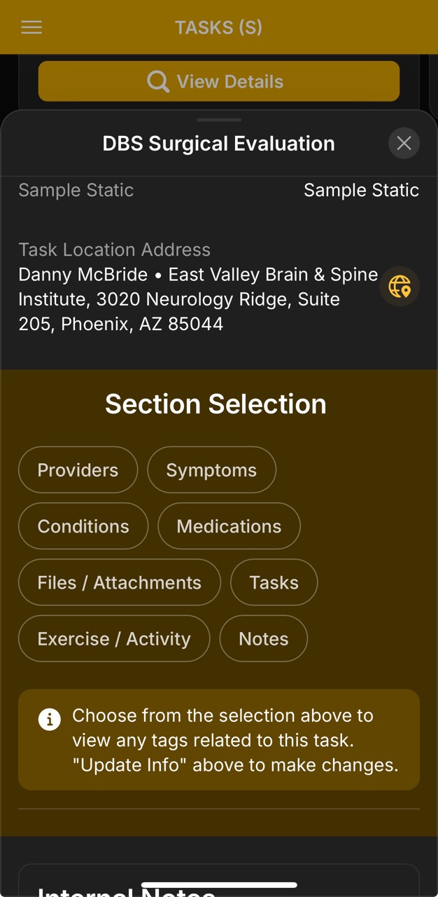 Tasks Detail Page (DBS Surgical Eval v2)